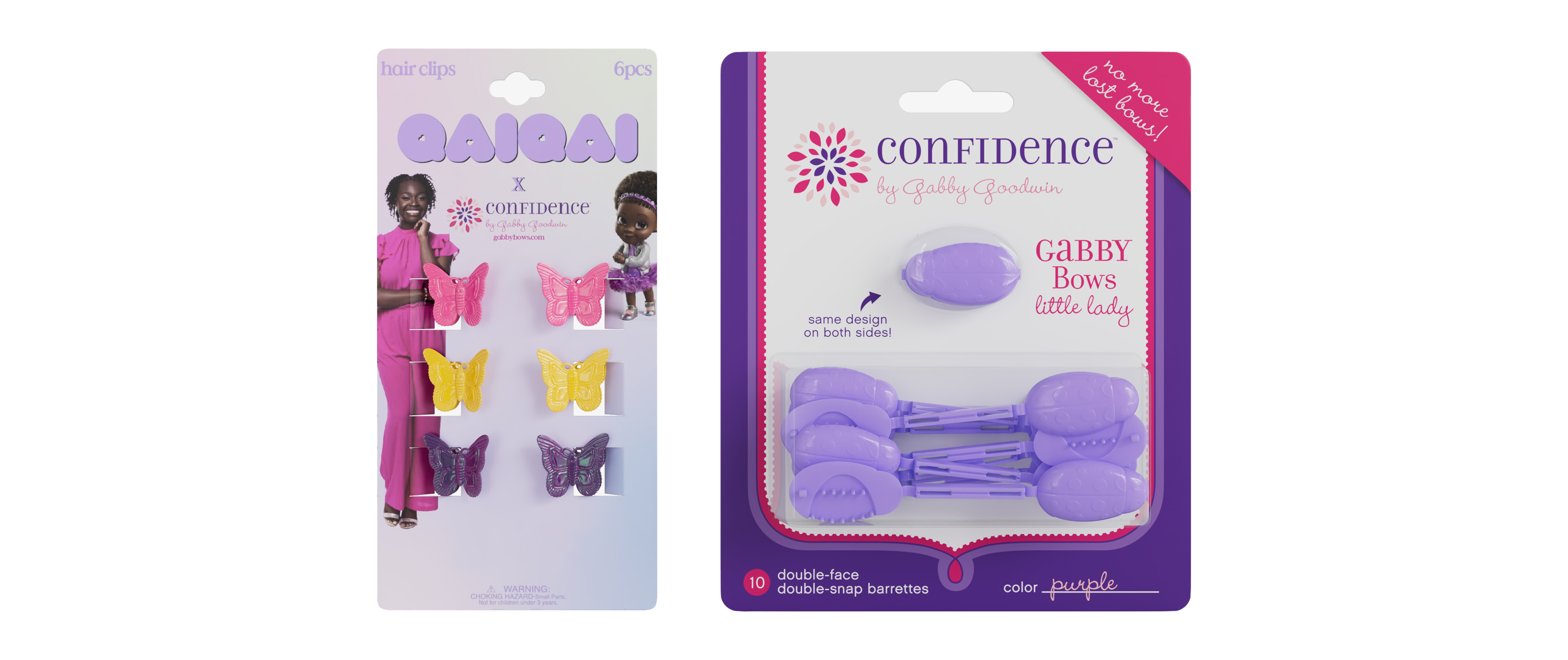 Qai Qai Butterfly Clips (6) and Purple GaBBY Bows (10) Bundle